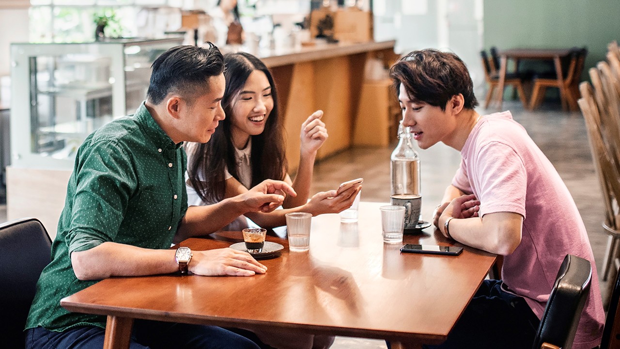 Friends gathering; image used for HSBC Life Talk page.