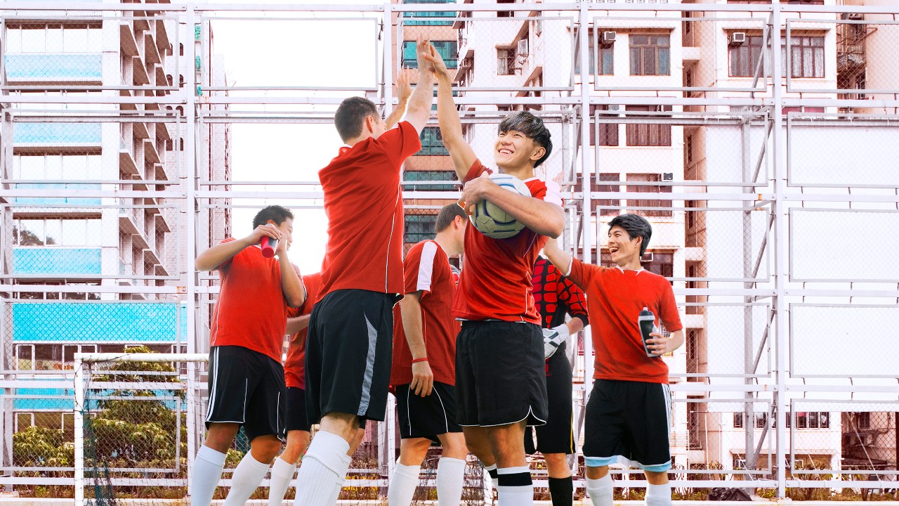 A football team is playing game; image used for Retailbank website.