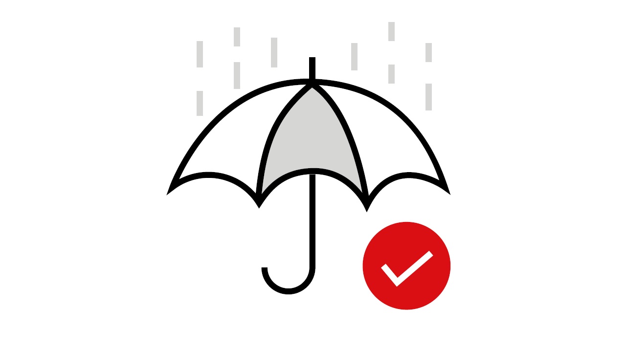 一把雨伞图片,表示汇丰挚关怀超卓医疗保险每年最高港币五百万元的住院医疗费用的全数赔偿额,更不设细项上限。