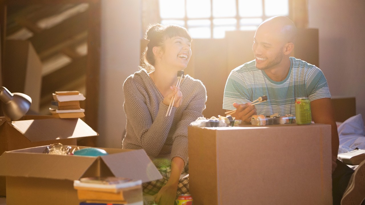 A couple is changing their new house, image used for "List of space-saving solutions" article