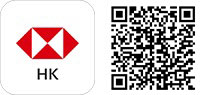 汇丰应用程式及二维码图示； 图片用于香港汇丰的流动应用程序及下载香港汇丰流动理财应用程序二维码。