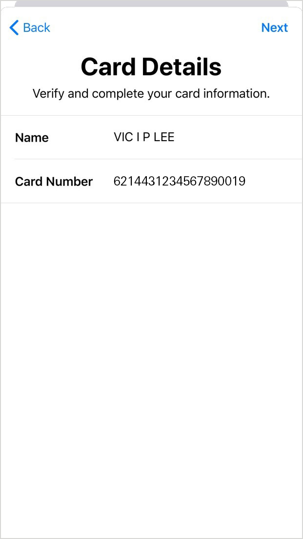 Card details image used for hsbc apple pay pages.