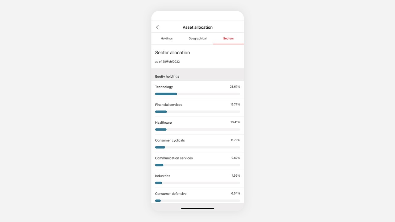 reviewing assets allocation on mobile app