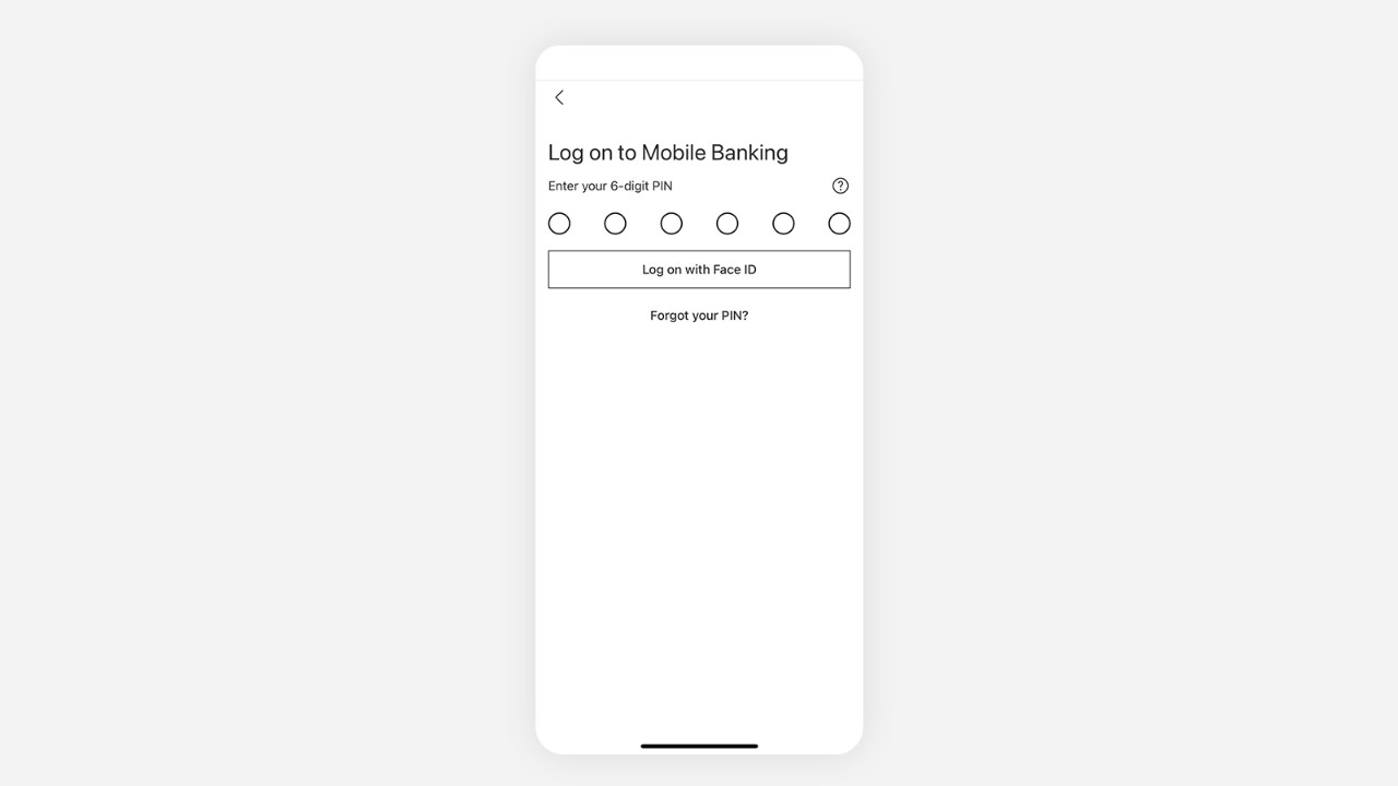 Reset mobile banking pin step 1