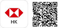滙豐應用程式和下載香港滙豐流動理財應用程式二維碼；圖片用於香港匯豐的手機開戶。