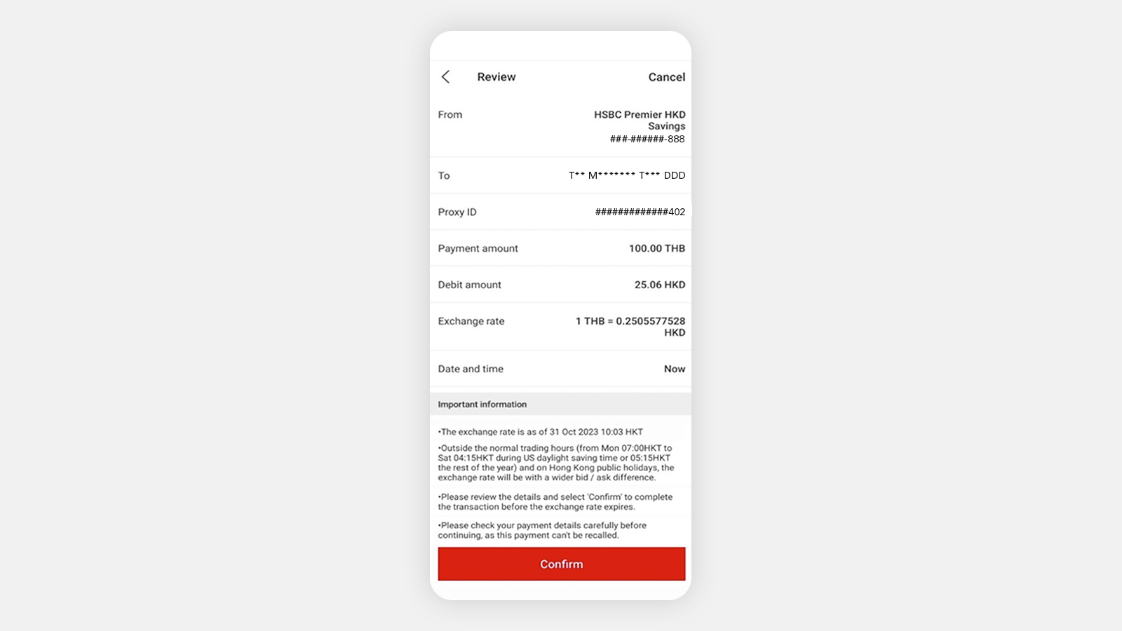 Using HSBC HK Mobile Banking app Send money with FPS step 5