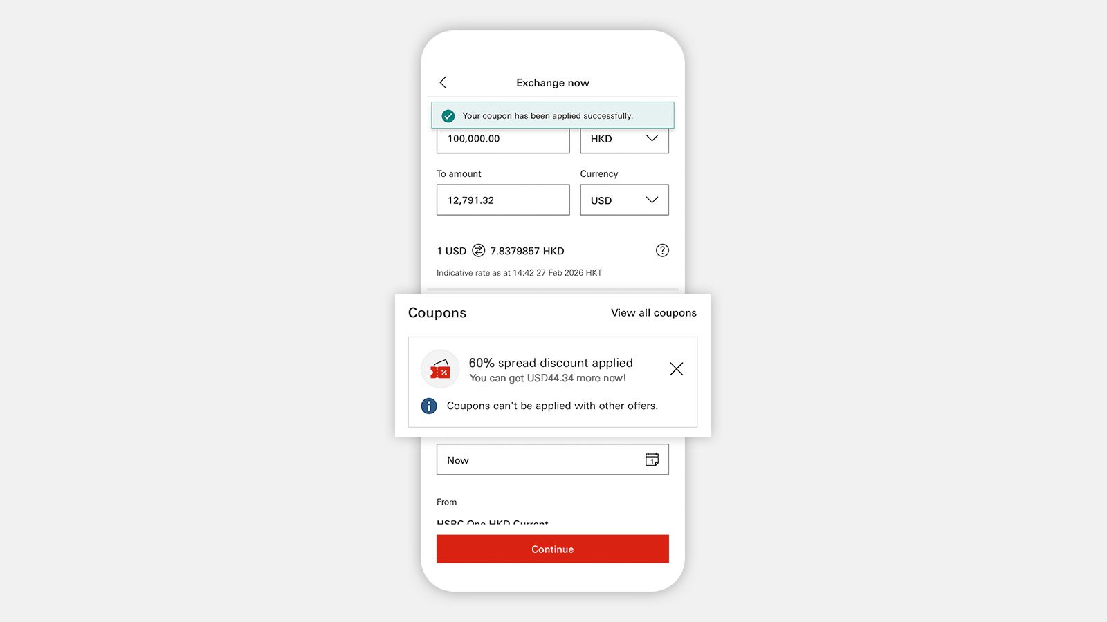 FX Exchange Now after apply coupon page