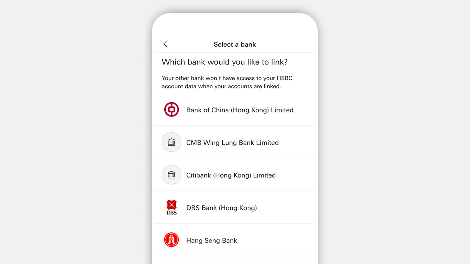 Select the bank where the account you want us to link is held