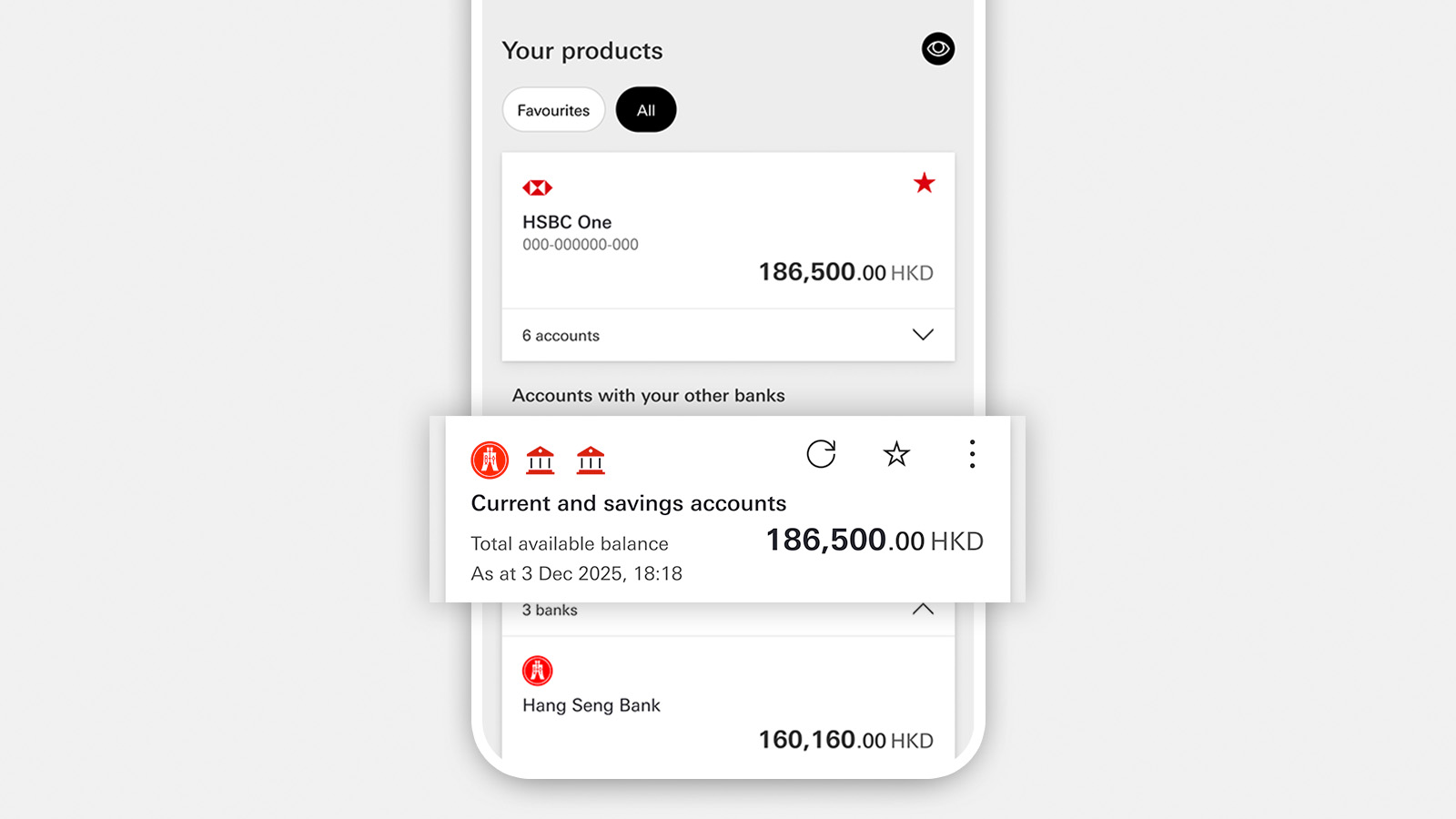 View the balances of your linked accounts