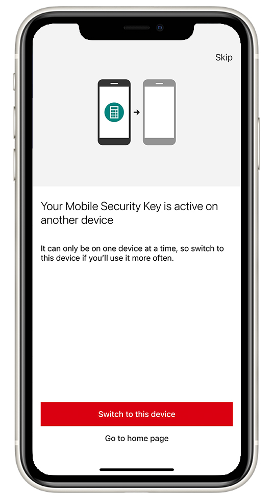 switch your Mobile Security Key to a new phone with old device step1