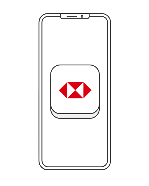 Mobile app download screen step 1; image used for HSBC Hong Kong Mobile Banking App.