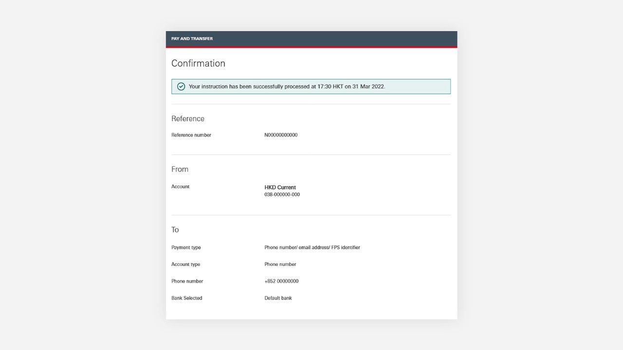 Using Personal Internet Banking Send money with FPS step 6