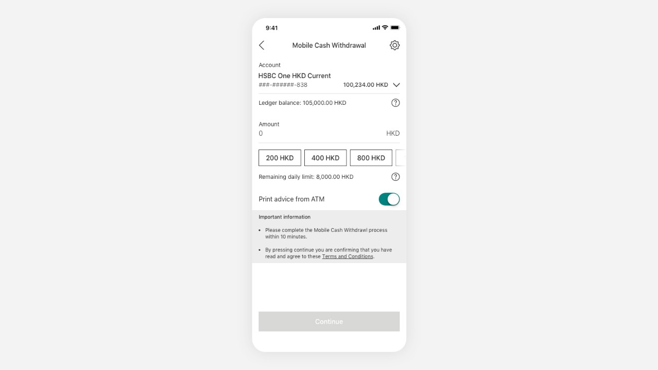 Mobile screen step 2 enter your instructions, image used for how to use mobile cash withdrawal