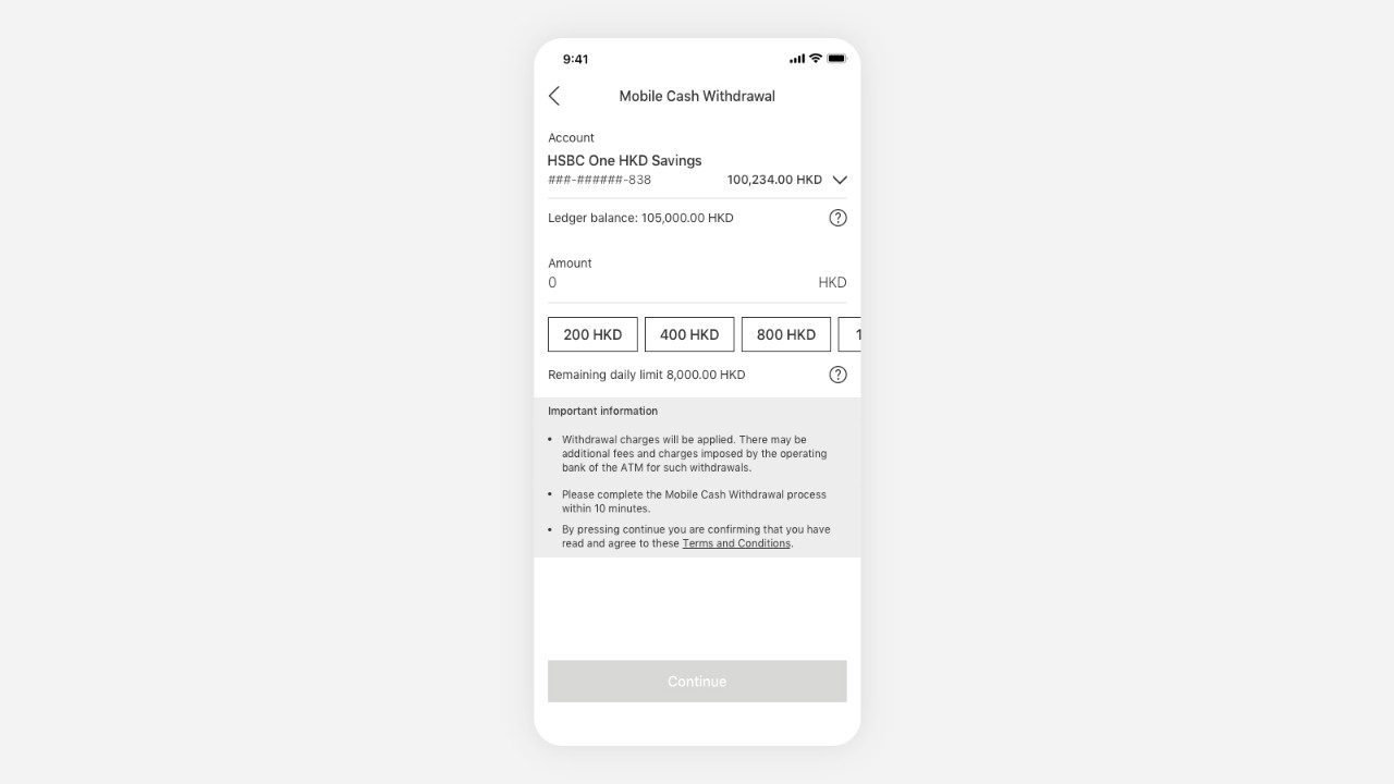 Mobile screen step 3 go to an HSBC Group ATM, image used for how to use mobile cash withdrawal 