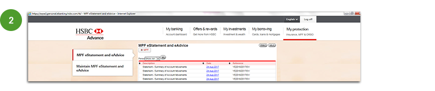 Select MPF member benefit statement or relevant inserts