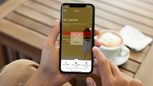 在香港滙豐手機銀行應用程序中使用生物識別認證；圖片使用於香港滙豐流動理財應用程式。